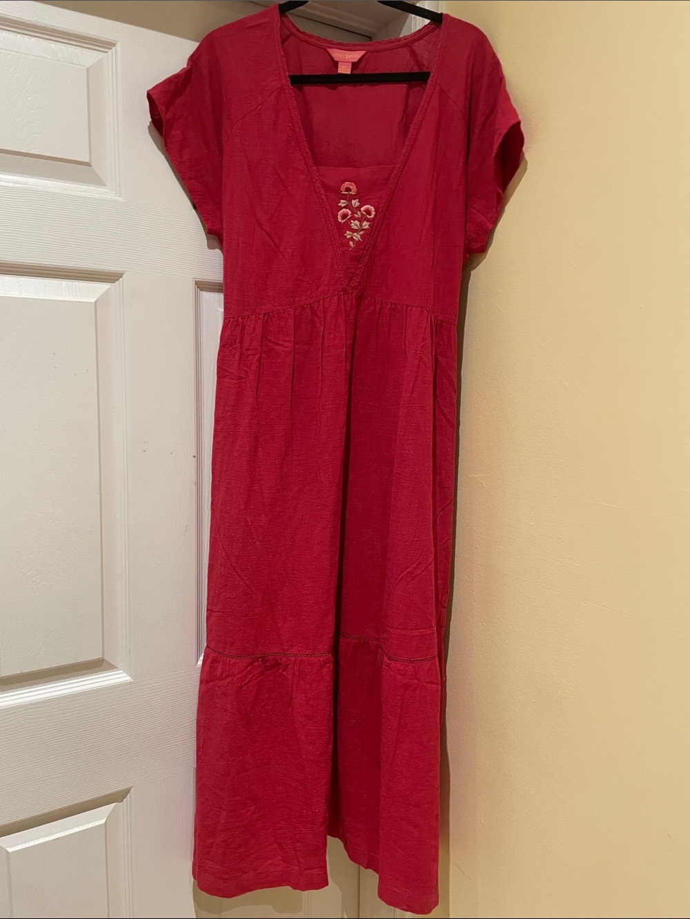 April Cornell Cotton Red Maxi Dress Cottagecore Summer Boho XXL